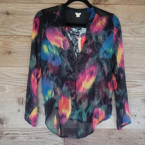 Anthropologie Tiny Brand Black Watercolor Printed Top Size XSmall - Picture 1 of 7
